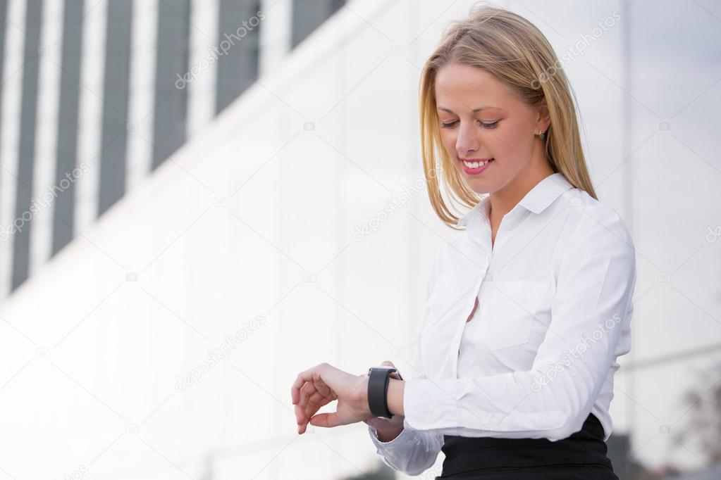 woman checking time