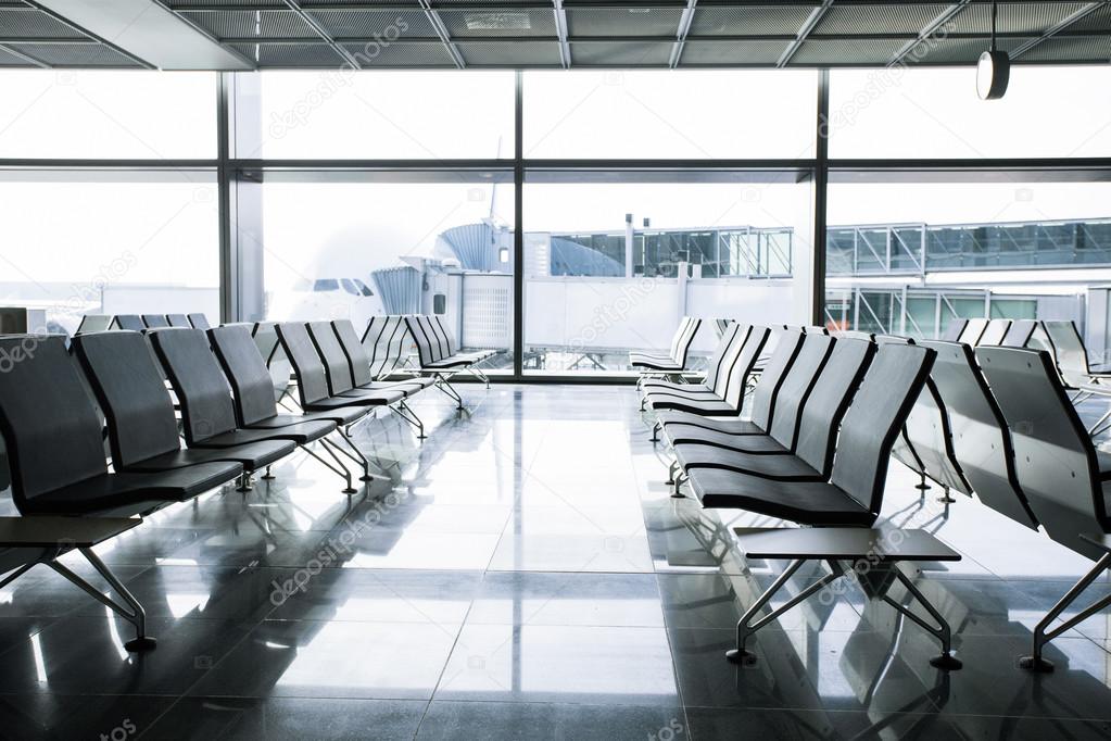 Llounge with chairs in airport