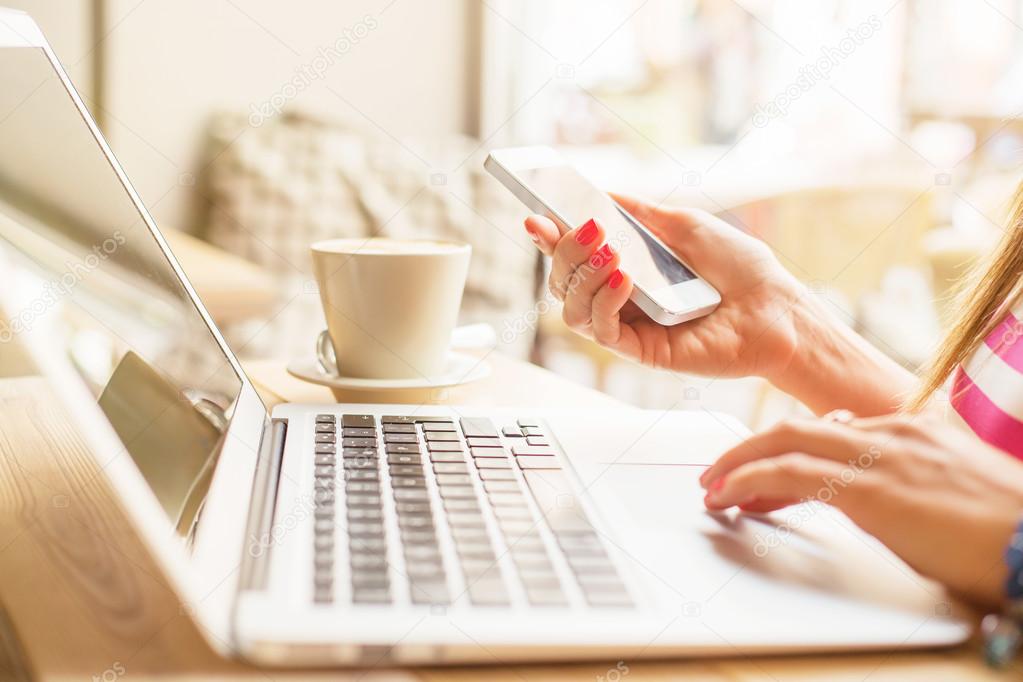 Woman using laptop