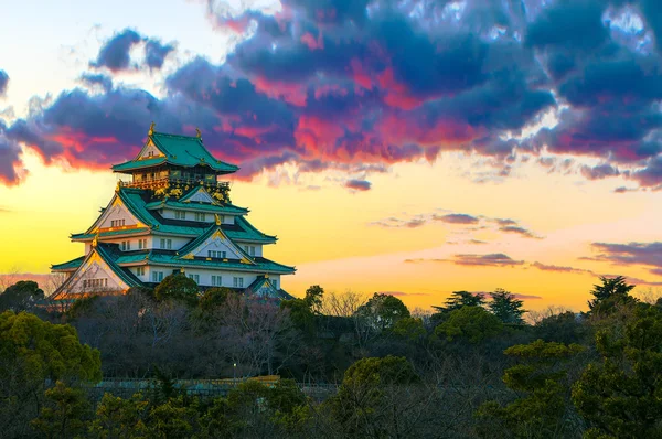 Incredibile tramonto Immagine del castello di Osaka — Foto Stock