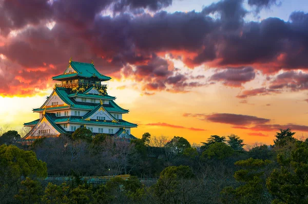 Incredibile tramonto Immagine del castello di Osaka — Foto Stock