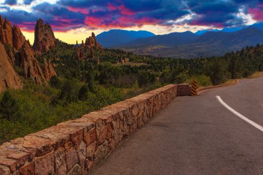 Sunset Image of the Garden of the Gods. clipart
