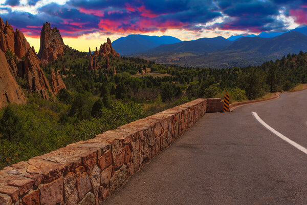 Sunset Image of the Garden of the Gods.
