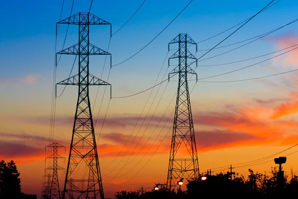 Electricity Towers Sunset — Stock Photo, Image