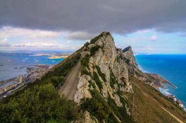 Panoramik manzaralı Cebelitarık Rock dan