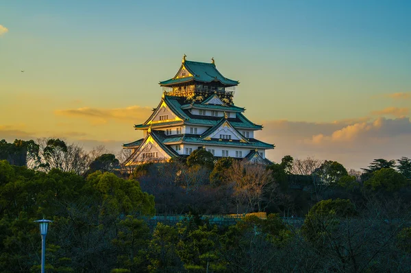 Incredibile tramonto Immagine del castello di Osaka — Foto Stock