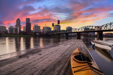 Portland, Oregon, ABD günbatımı manzara.