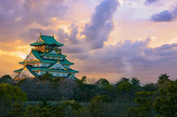 Incredibile tramonto Immagine del castello di Osaka — Foto Stock