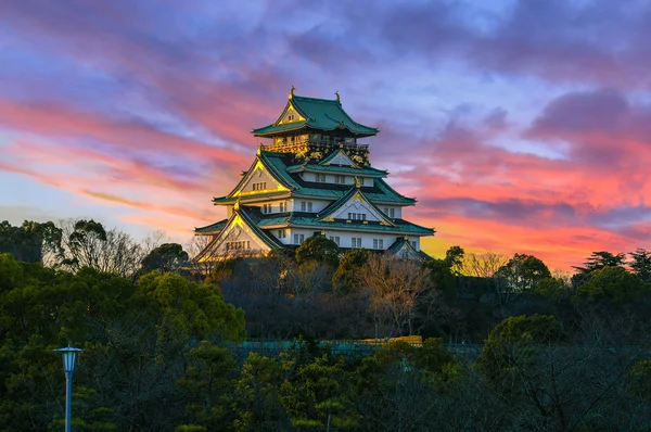 Incredibile tramonto Immagine del castello di Osaka — Foto Stock