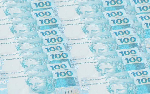 Brezilya 100 Real banknotları. Brezilya parası işte. Ekonomi, finans, tasarruf kavramı.