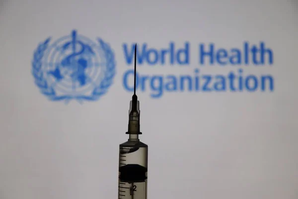 Bahia Brazil May 2021 Syringe World Health Organization Who Logo — Stock Photo, Image