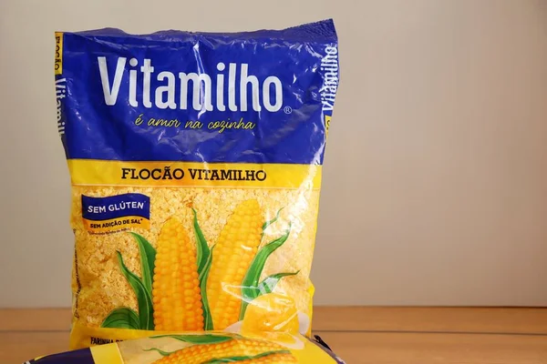 Августа 2021 Бразилия Пакеты Vitamilho Vitamilho Бразильский Кузовной Бренд Кукурузная — стоковое фото
