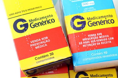 Salvador, Brezilya - 1 Aralık 2025: Brezilya 'dan genel ilaçlar. 
