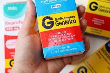 Salvador, Brezilya - 1 Aralık 2025: Brezilya 'dan genel ilaçlar. 