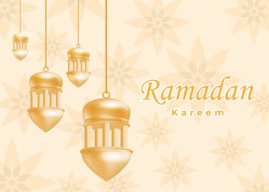 3d fener ve çiçekli EID Ramazan altın arkaplan, şov ürünü, web afişi, afiş, poster için sosyal medya gönderme şablonu kullan. 