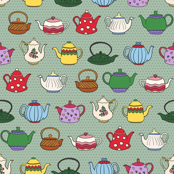 Seamless pattern with teapots — Stock Vector