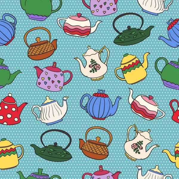 Seamless pattern with teapots — Stock Vector