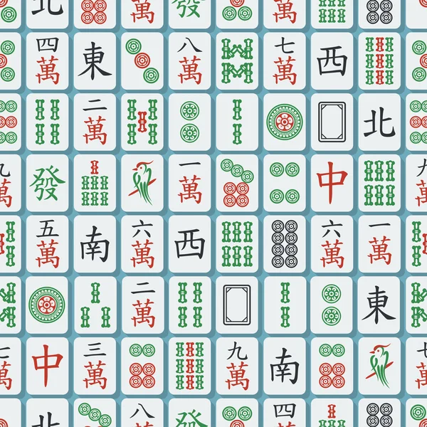 Padrão sem costura com telhas mahjong — Vetor de Stock