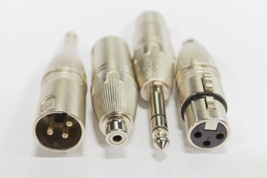 Grubunun Xlr adaptör girişi. Beyaz arka plan üzerinde nesneleri