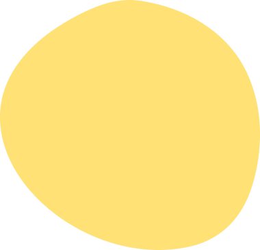 Serbest ve sarı nokta. Düz daire. Elle çizilmiş düzensiz, yuvarlak bir nokta. Küçük pürüzsüz nokta. Basit renkli karalama. Arkaplan boşluğunu elle yazılmış grafik ögesi dolduruyor. Çağdaş tasarım değeri.