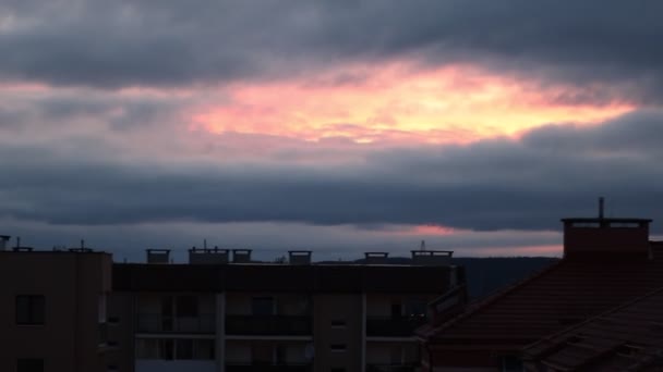 Piękny Zachód Słońca Nocnym Niebie Piękne Kolory Chmury — Wideo stockowe