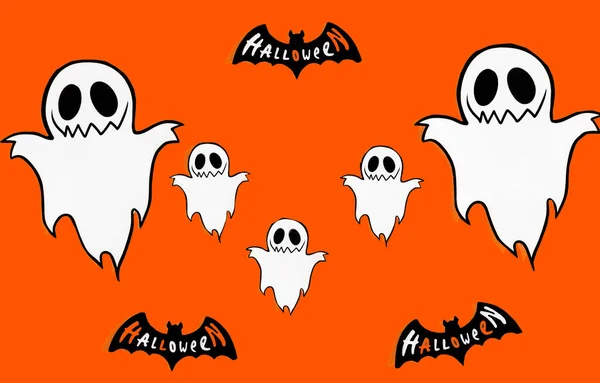 Halloweeni Háttér Narancssárga Alapon Hellwin Ékszerek Levél — Stock Fotó