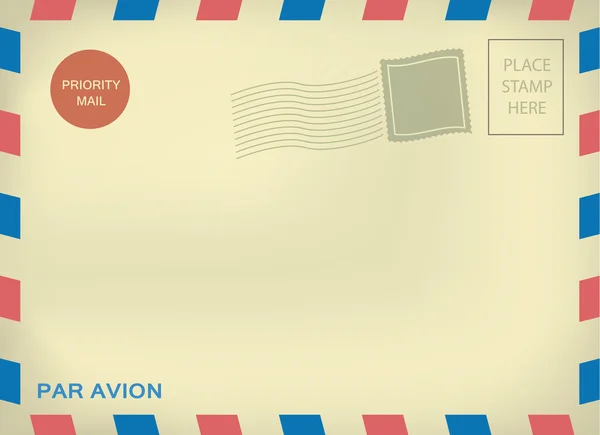 Mailing enveloper par avion on aged paper — Stock Vector