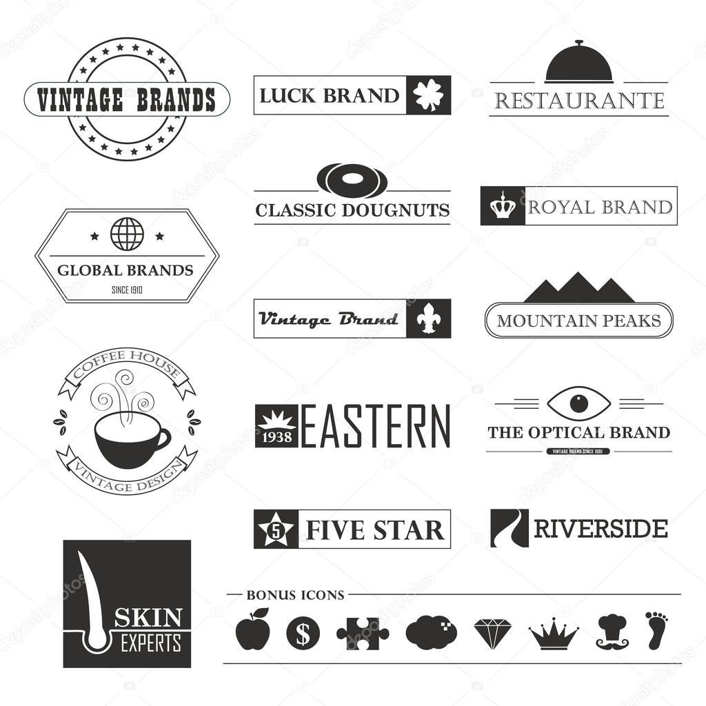 Set of Vintage brands and logo design elements