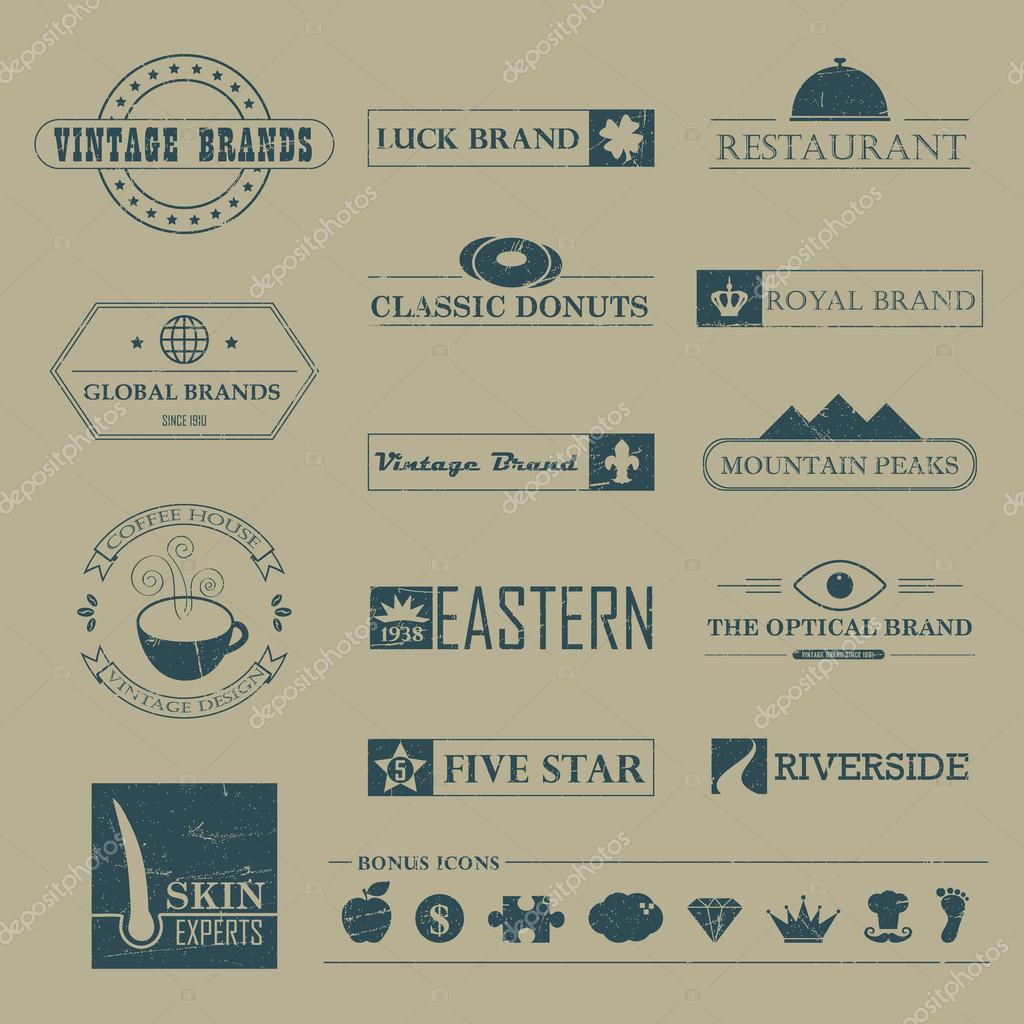 Set of Vintage brands and logo design elements