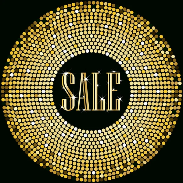 Golden Sale text promotion on glowing balls border design — Stock Vector