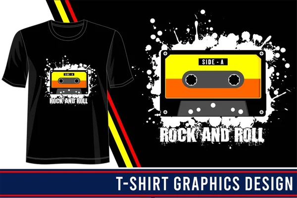 Rock Roll Belettering Typografie Shirt Ontwerp Grafische Illustratie — Stockvector