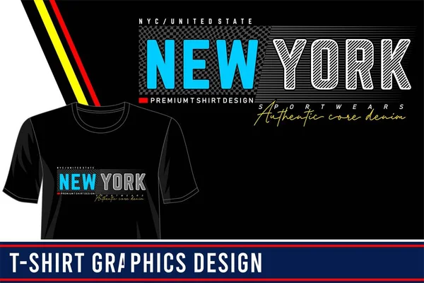 Nova Iorque Lettering Tipografia Shirt Design Ilustração Gráfica —  Vetores de Stock