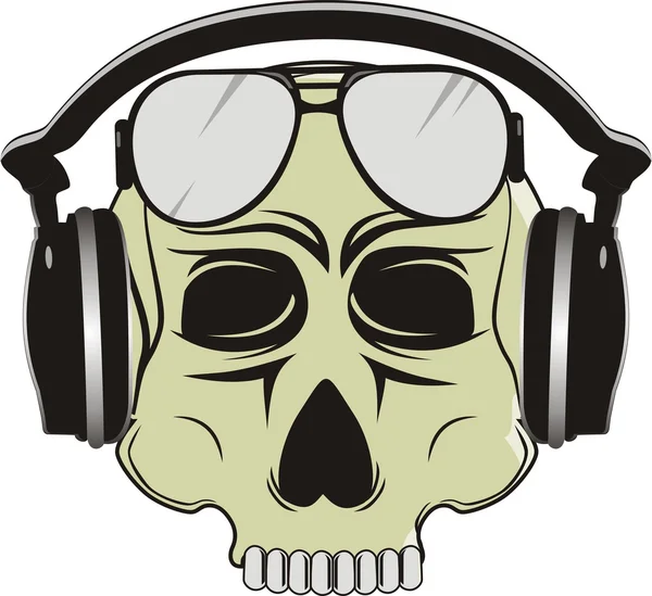 Skull écoutait de la musique — Image vectorielle