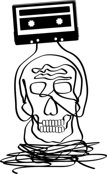 Skull cassette — Stock Vector