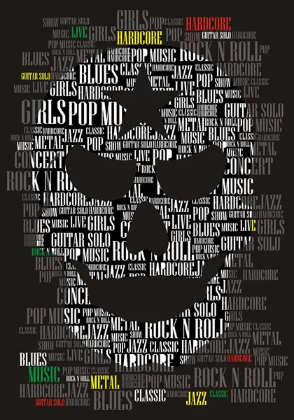 Typography skull and music — Stock Vector
