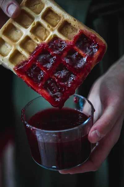 Des Gaufres Belges Savoureuses Gaufres Belges Françaises Pour Petit Déjeuner Images De Stock Libres De Droits