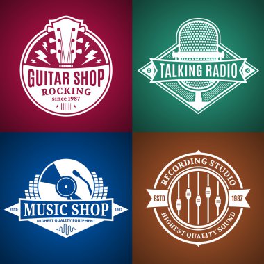 Vektör müzik Logo, simgeler ve tasarım öğeleri kümesi
