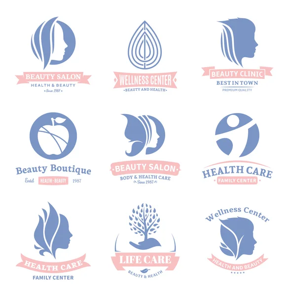 ベクター美容と健康のロゴ、アイコン、デザイン要素のセット — ストックベクタ