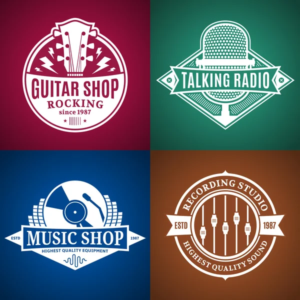 Vektör müzik Logo, simgeler ve tasarım öğeleri kümesi