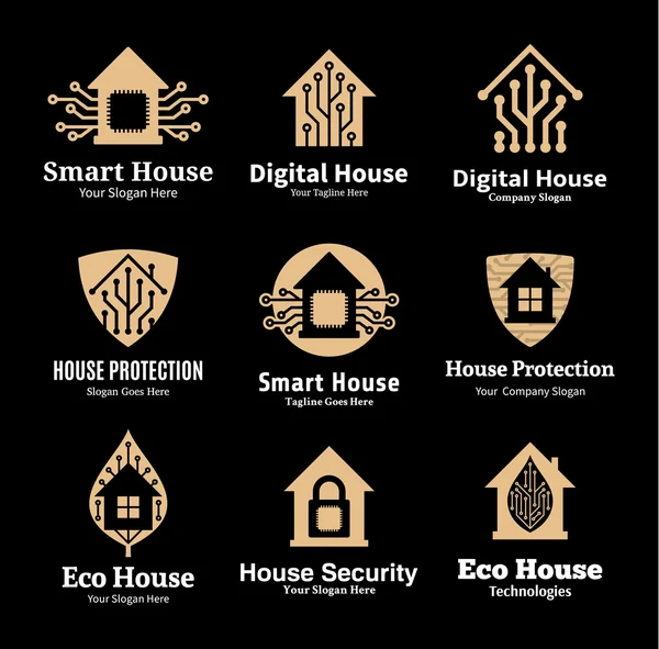 Conjunto de logotipo de la casa vectorial, iconos y elementos de diseño — Vector de stock