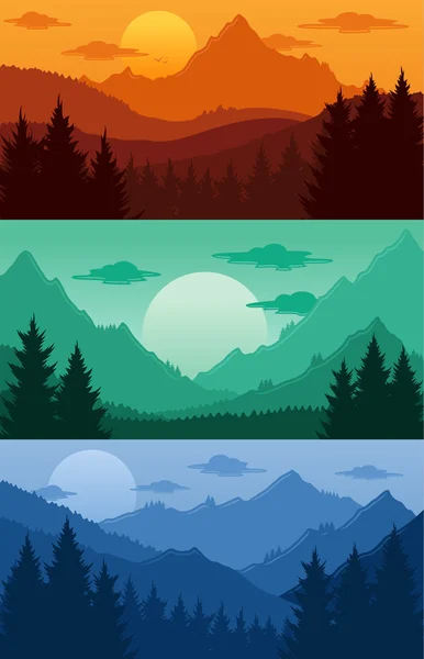 Montañas paisajes vector ilustración — Vector de stock