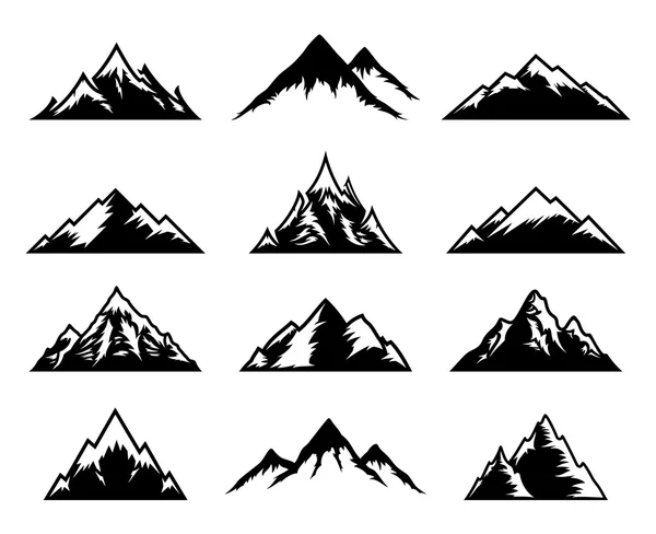 Vector Mountains Icons Isolated on White — Stock Vector