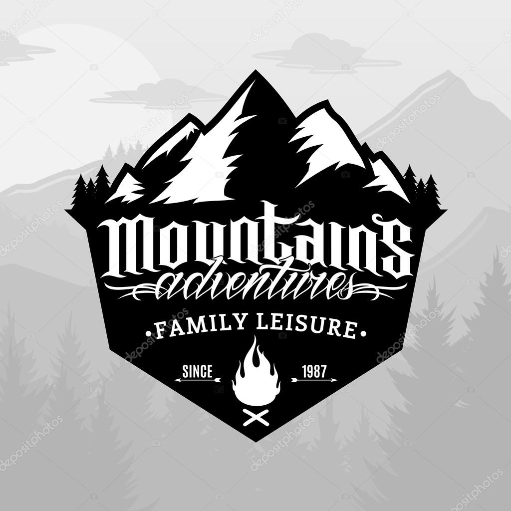 Vector mountain and outdoor adventures logo