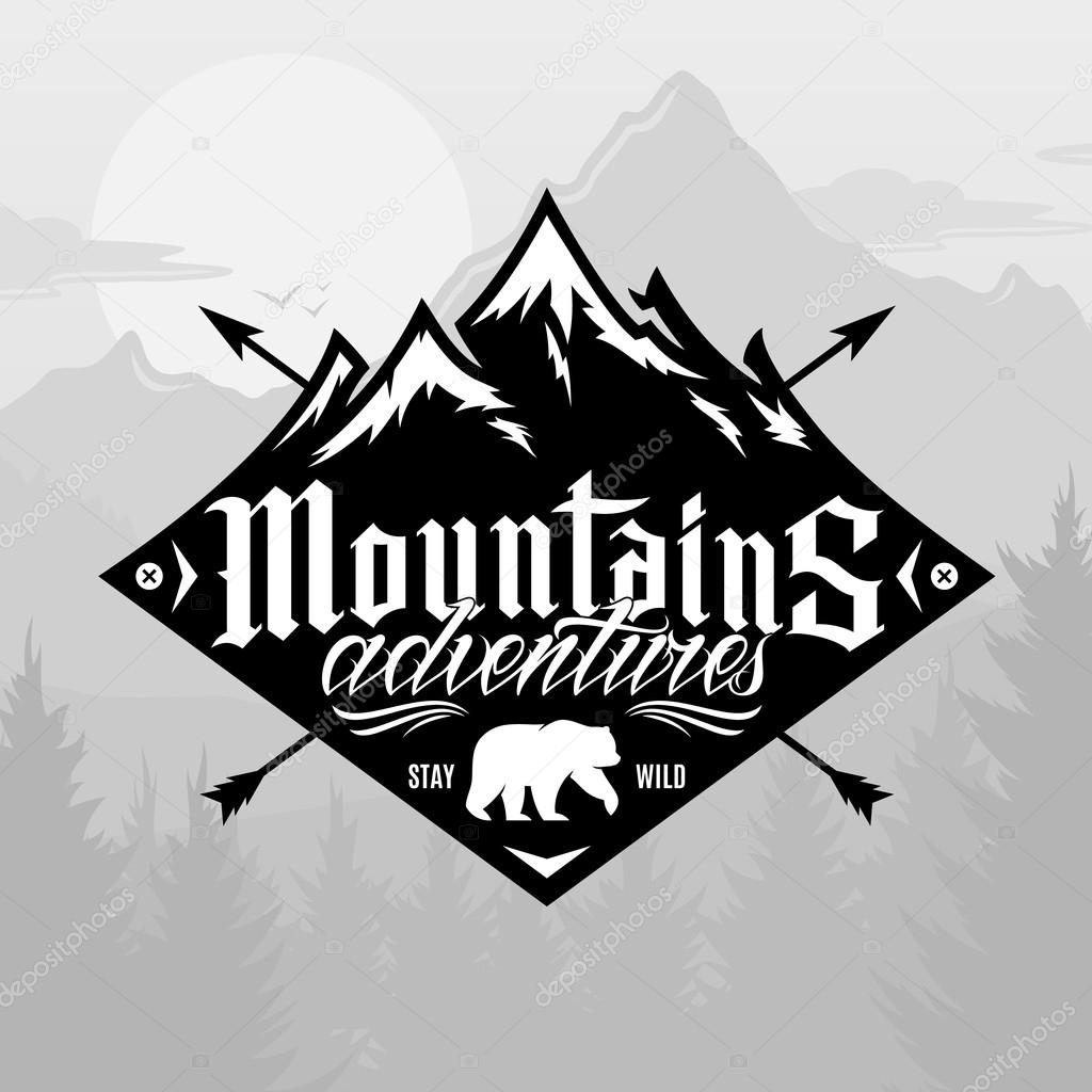 Vector mountain and outdoor adventures logo