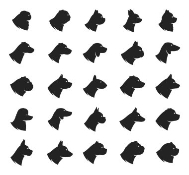 Beyaz izole vektör köpek Icons collection