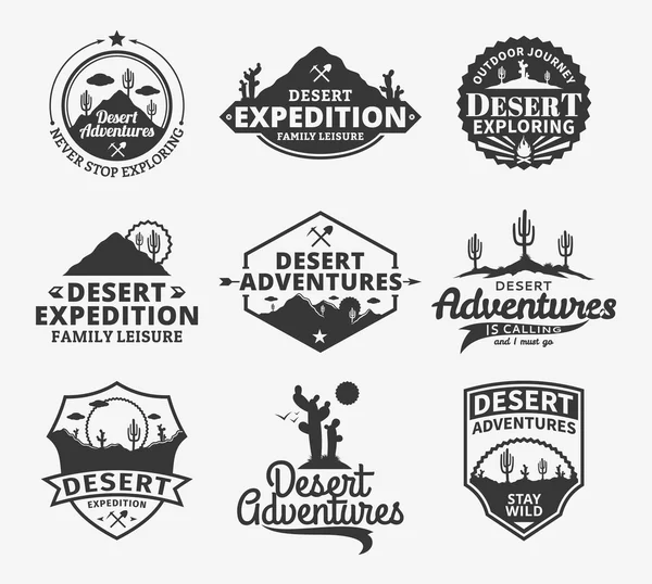 Conjunto de vector desierto aventuras logo — Vector de stock