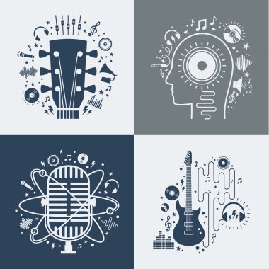 Vektör müzik çizimler kümesi