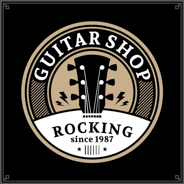 Logo de la tienda de guitarra — Vector de stock