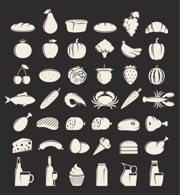 Vektör yiyecek ve içecek Icons set