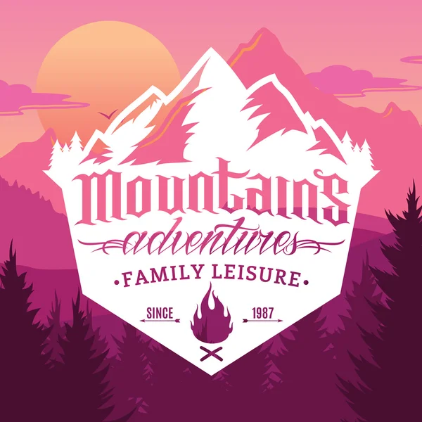 Vector mountain and outdoor adventures logo — Stock Vector